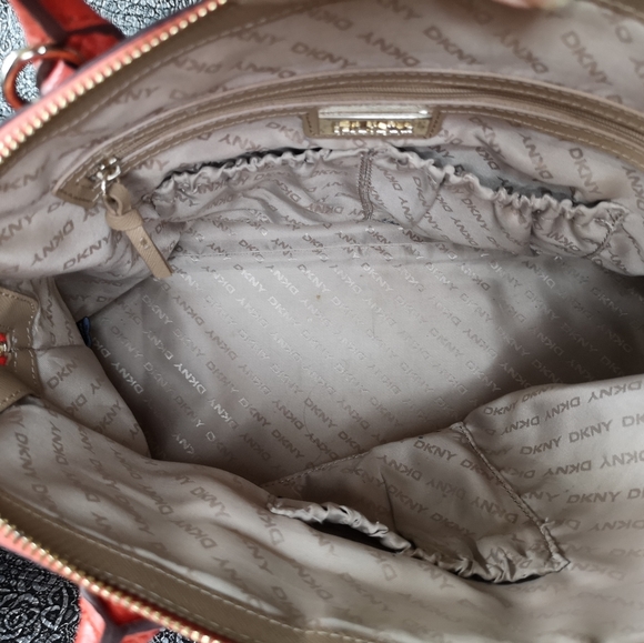 DKNY Orange Leather Dome  /  Satchel with Crossbody Strap - Picture 14 of 16